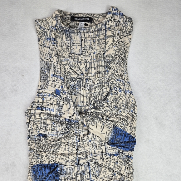Urban Outfitters  Amaya Map Printed Twist Front Bodycon Dress - Picture 9 of 9